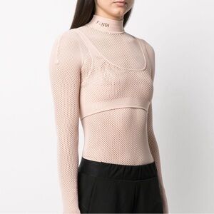 Fendi Women's Blush Mesh Crop Top
